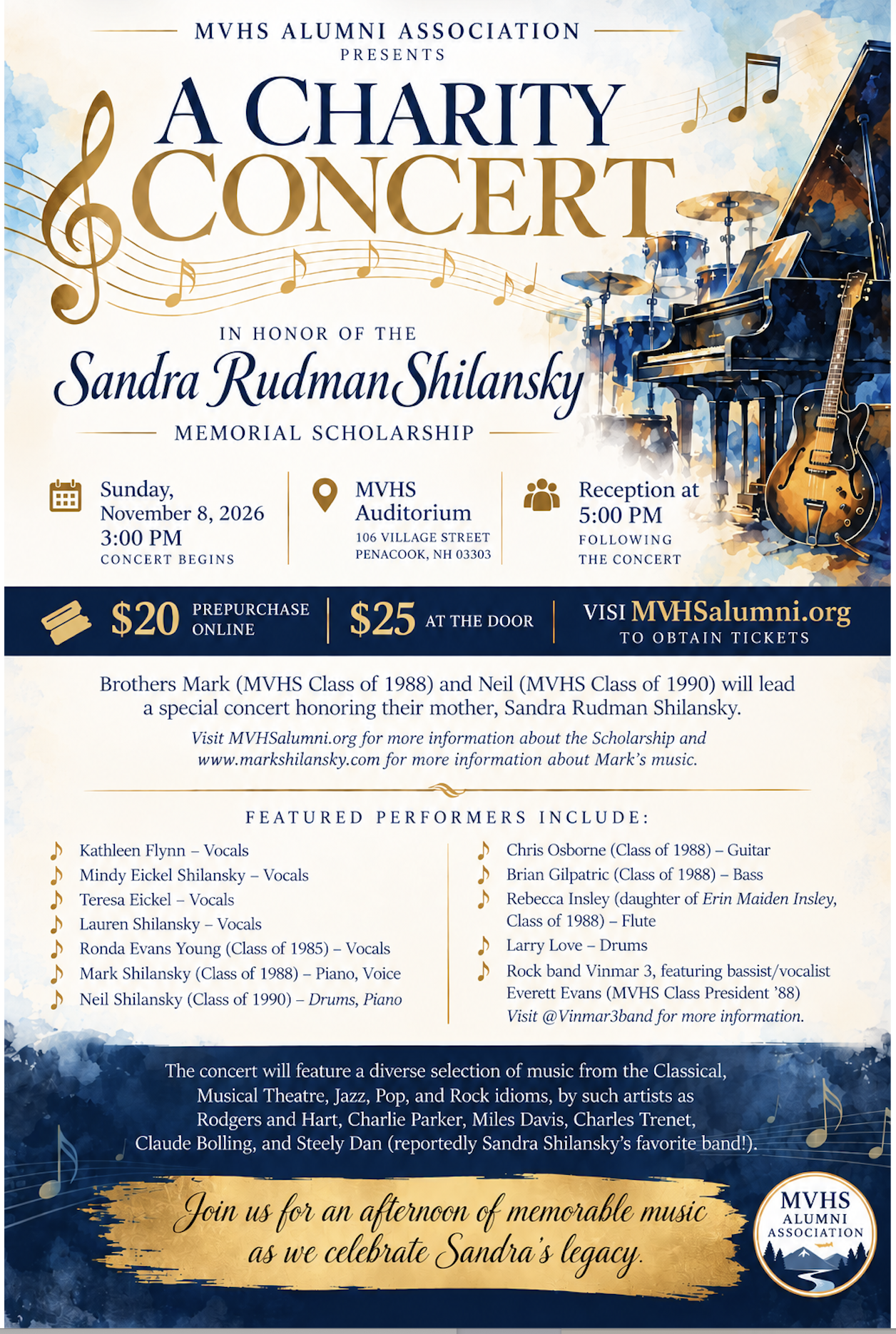 A Charity Concert in honor of the Sandra Rudman Shilansky Memorial Scholarship